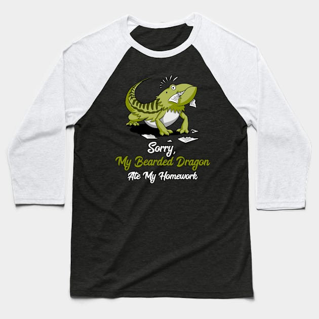 Bearded Dragon Ate My Homework Baseball T-Shirt by underheaven